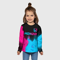 Лонгслив детский Honda - neon gradient: символ сверху, цвет: 3D-принт — фото 2