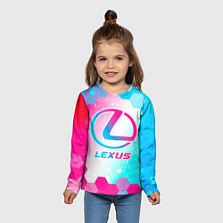 Лонгслив детский Lexus neon gradient style, цвет: 3D-принт — фото 2