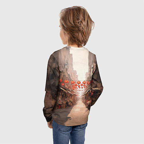 Детский лонгслив Рынок в Гонконге / 3D-принт – фото 4