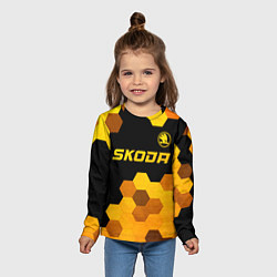 Лонгслив детский Skoda - gold gradient: символ сверху, цвет: 3D-принт — фото 2