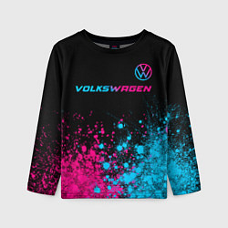 Лонгслив детский Volkswagen - neon gradient: символ сверху, цвет: 3D-принт