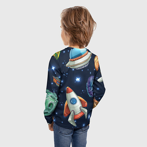 Детский лонгслив Космические корабли и планеты / 3D-принт – фото 4