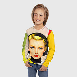 Лонгслив детский Девушка с жёлтыми волосами конструктивизм, цвет: 3D-принт — фото 2