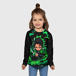 Лонгслив детский Танджиро Комадо - чибби арт, цвет: 3D-принт — фото 2