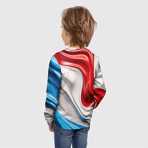 Детский лонгслив Герб России на фоне флага / 3D-принт – фото 4