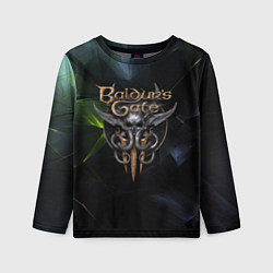 Лонгслив детский Baldurs Gate 3 logo dark green, цвет: 3D-принт