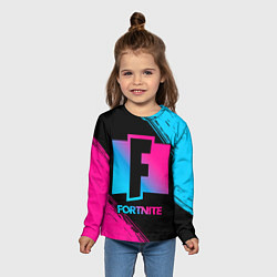 Лонгслив детский Fortnite - neon gradient, цвет: 3D-принт — фото 2
