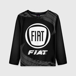 Лонгслив детский Fiat speed на темном фоне со следами шин, цвет: 3D-принт