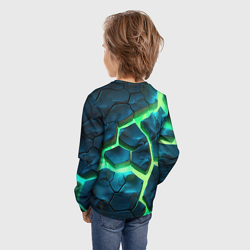 Детский лонгслив CS GO green texture logo / 3D-принт – фото 4