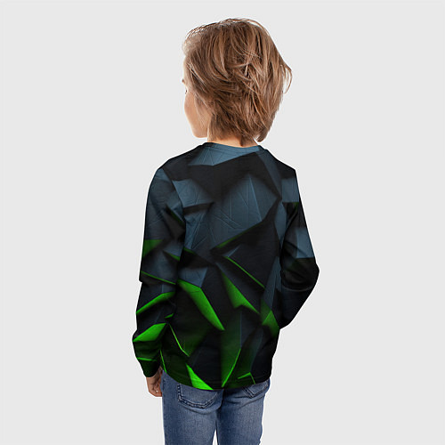 Детский лонгслив CSGO green texture logo / 3D-принт – фото 4