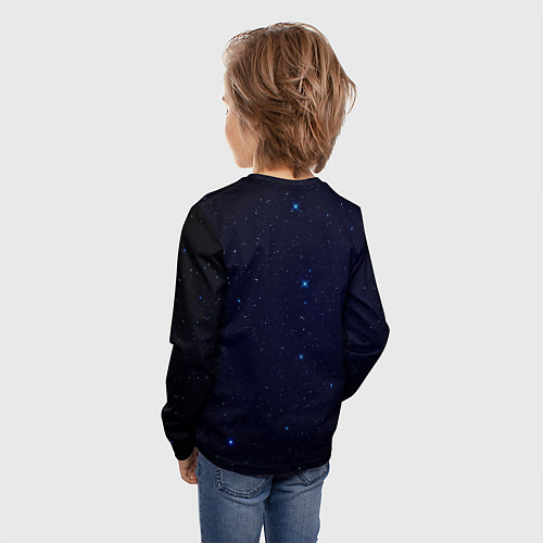 Детский лонгслив Тёмный космос и синие звёзды / 3D-принт – фото 4