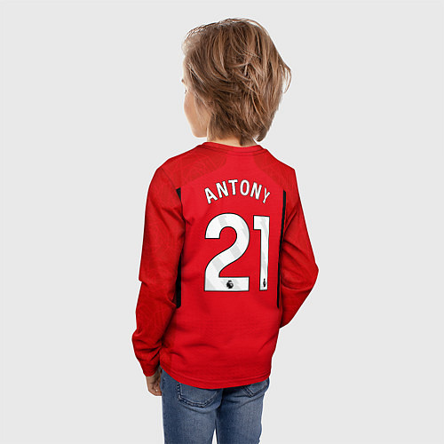 Детский лонгслив Антони Манчестер Юнайтед форма 2324 домашняя / 3D-принт – фото 4