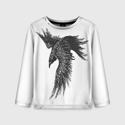 Лонгслив детский Чёрный ворон с рунами, цвет: 3D-принт