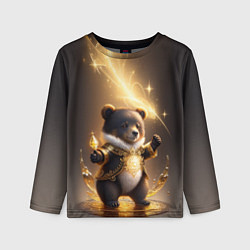 Лонгслив детский Бурый медвежонок с фонариком, цвет: 3D-принт