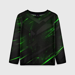 Лонгслив детский Dark black green abstract, цвет: 3D-принт