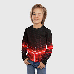 Лонгслив детский Неоновые плиты - красные, цвет: 3D-принт — фото 2