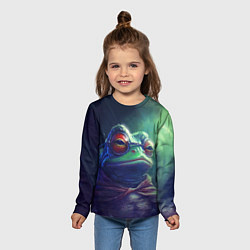 Лонгслив детский Пепе мем лягушка, цвет: 3D-принт — фото 2