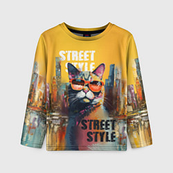 Лонгслив детский Кот в городе - street style, цвет: 3D-принт