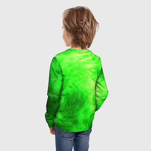 Детский лонгслив Яркий зеленый фон / 3D-принт – фото 4