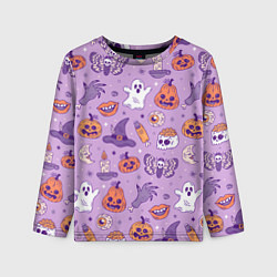 Лонгслив детский Halloween pattern арт, цвет: 3D-принт