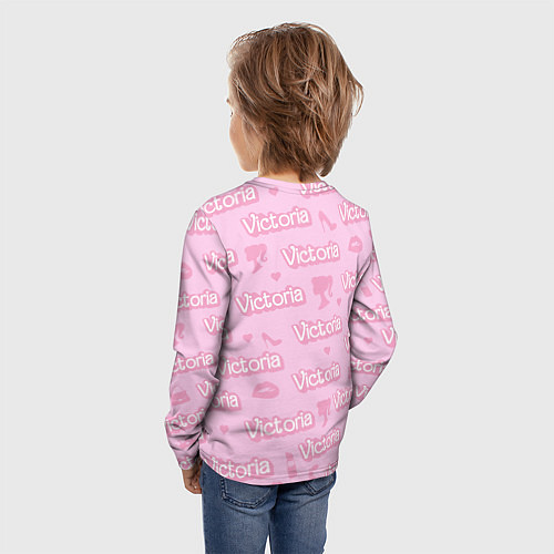 Детский лонгслив Виктория - паттерн Барби розовый / 3D-принт – фото 4