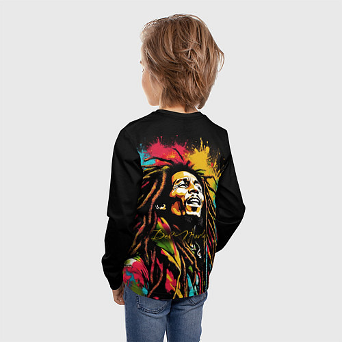 Детский лонгслив Боб Марли в стиле арт / 3D-принт – фото 4