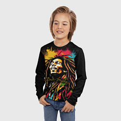 Лонгслив детский Боб Марли в стиле арт, цвет: 3D-принт — фото 2