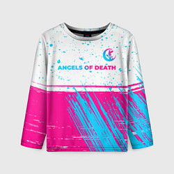 Лонгслив детский Angels of Death neon gradient style: символ сверху, цвет: 3D-принт