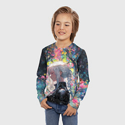 Лонгслив детский Девушка на фоне витража, цвет: 3D-принт — фото 2