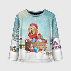 Детский лонгслив Пес в новогодних подарках