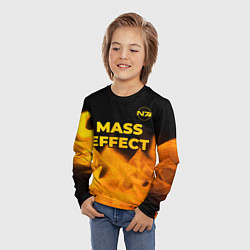 Лонгслив детский Mass Effect - gold gradient: символ сверху, цвет: 3D-принт — фото 2