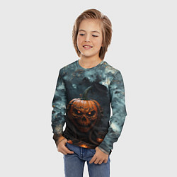 Лонгслив детский Весёлая хэллоуинская тыква, цвет: 3D-принт — фото 2