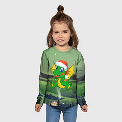 Лонгслив детский Зеленый дракончик 2024, цвет: 3D-принт — фото 2