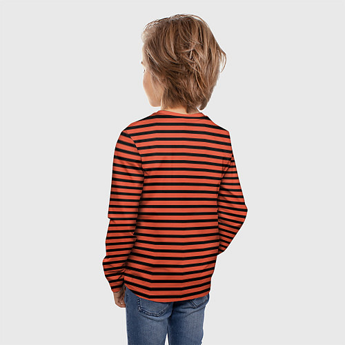 Детский лонгслив Полосатый красно-оранжевый и чёрный / 3D-принт – фото 4