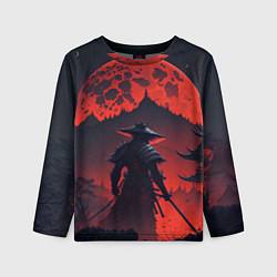 Лонгслив детский Samurai and red moon - нейросеть, цвет: 3D-принт