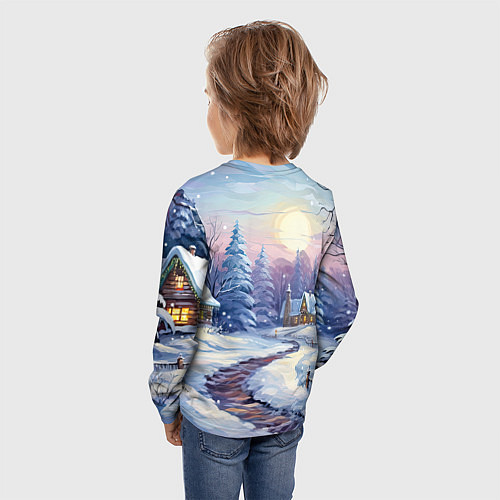 Детский лонгслив Тропинка к новогоднему дому / 3D-принт – фото 4