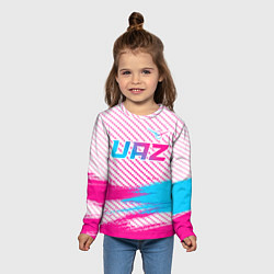Лонгслив детский UAZ neon gradient style посередине, цвет: 3D-принт — фото 2