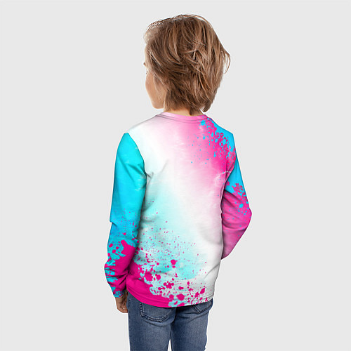 Детский лонгслив Genesis neon gradient style вертикально / 3D-принт – фото 4