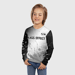 Лонгслив детский Mass Effect glitch на светлом фоне посередине, цвет: 3D-принт — фото 2