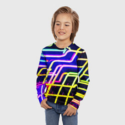 Лонгслив детский Авангардный неоновый паттерн, цвет: 3D-принт — фото 2