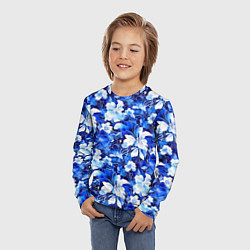 Лонгслив детский Голубой цветник, цвет: 3D-принт — фото 2