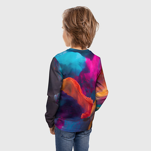 Детский лонгслив Акварельные краски / 3D-принт – фото 4