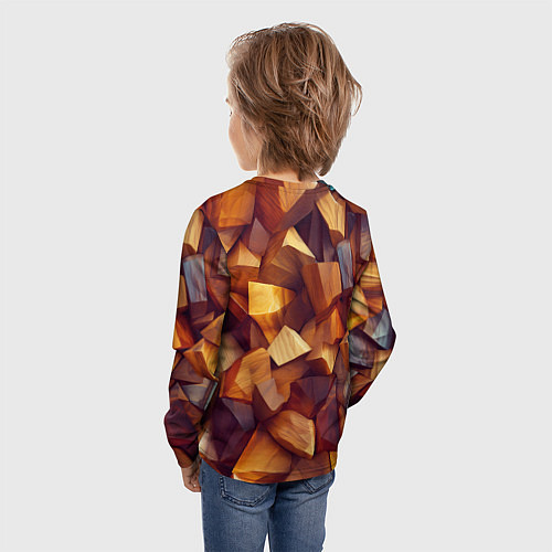 Детский лонгслив Паттерн камни и кристаллы / 3D-принт – фото 4