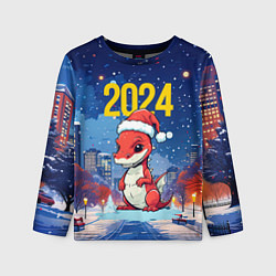 Лонгслив детский 2024 красный новогодний дракон, цвет: 3D-принт