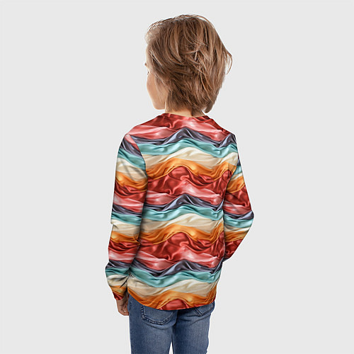Детский лонгслив Разноцветные полосы текстура ткани / 3D-принт – фото 4