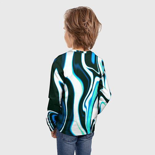 Детский лонгслив Абстракция искажение белое с зелёным / 3D-принт – фото 4