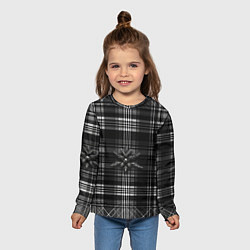 Лонгслив детский Черно-белая шотландская клетка, цвет: 3D-принт — фото 2