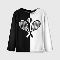 Лонгслив детский Теннис - чёрно белое, цвет: 3D-принт