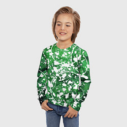 Лонгслив детский Абстракция - круги на зелёном, цвет: 3D-принт — фото 2