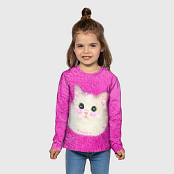 Лонгслив детский Кот мем в сердечках, цвет: 3D-принт — фото 2